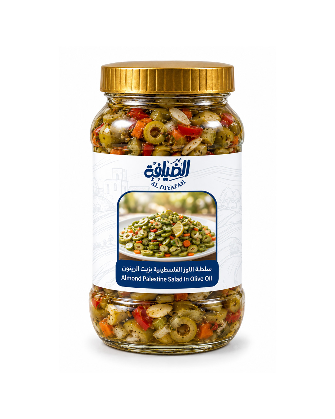 سلطة اللوز الفلسطينية بزيت الزيتون